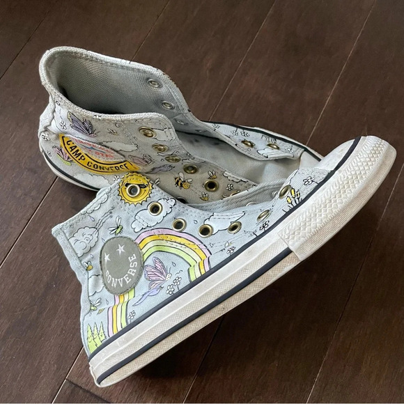 Converse All Star Girls Camp Size 2  Sneakers Without Laces - Picture 1 of 10